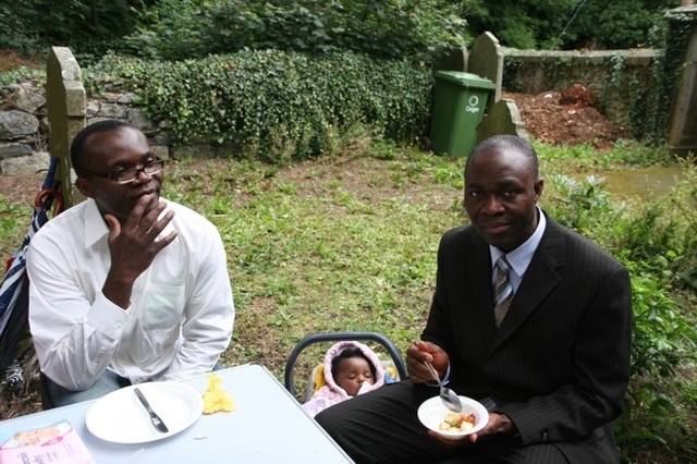 Joshua Udolu (left) and Alex Alino at the Clonsilla Parish BBQ and Songs of Praise Service.