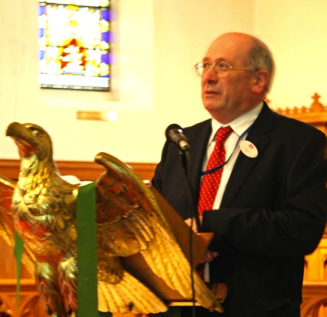 Brian Scott, organiser, at the Service to mark 450 years of Mail Transport on the Irish Sea at St Philip's Church in Milltown. Photo: David Wynne.