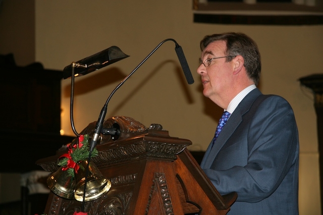 Bryan Dobson of RTE pictured reading the First Lesson at the Civic Carol Service in St Ann's Church, Dawson Street. 