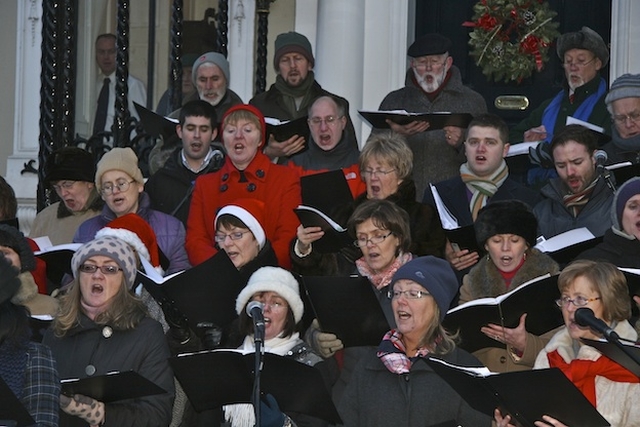 Members of Cantairí Avondale pictured at the Ecumenical Carol Singing in front of the Mansion House, Dawson Street, Dublin. 