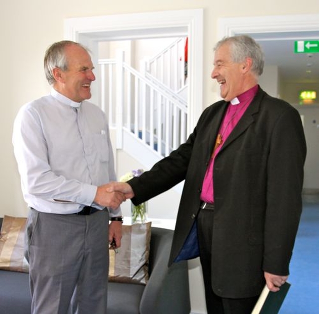 The Rector of Newcastle and Newtownmountkennedy with Calary, the Revd William Bennett, with Archbishop Michael Jackson following the opening and dedication of the Newcastle and Newtownmountkennedy Parish Centre. 