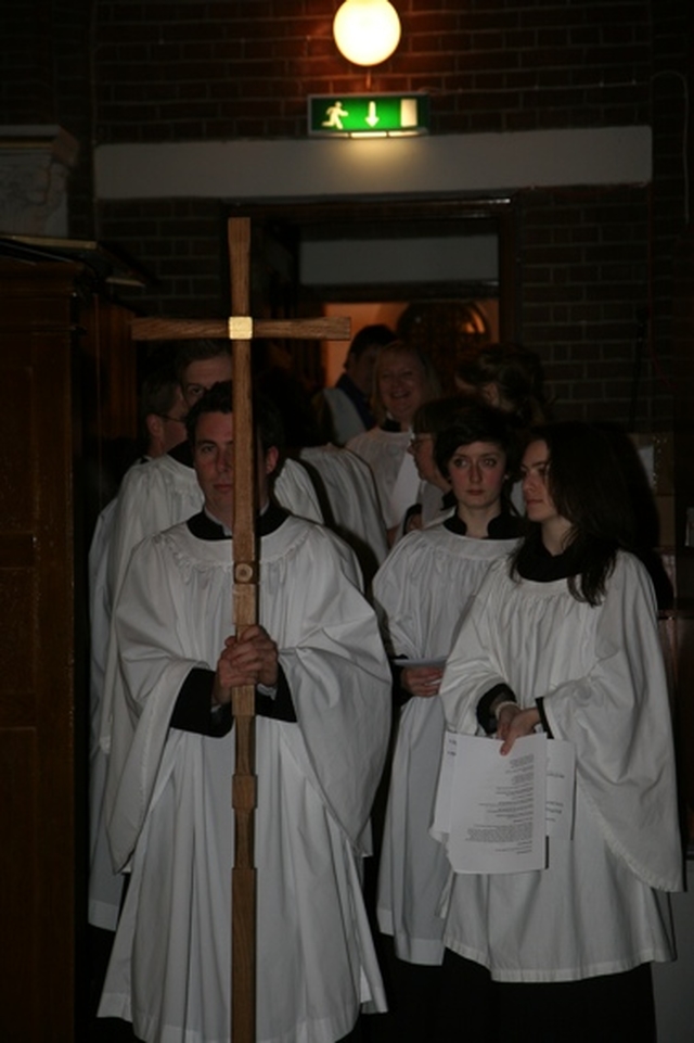 Pictured carrying the processional cross is David McDonnell at the start of the Church of Ireland Theological Institute Advent Carol Service in St Georges and St Thomas Church.