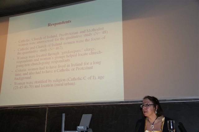 Pictured speaking at the launch of her book  'A Comparison of the Social, Religious and Gender Role Attitudes of Catholic and Protestant Women in the Republic of Ireland: Twenty-First Century Ireland from a Woman's Perspective' was Dr Florence Craven, TCD.