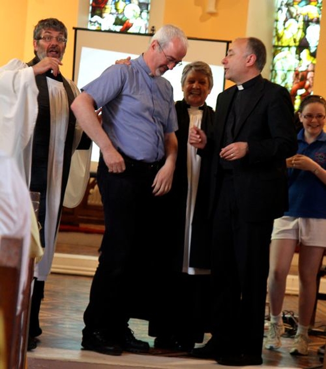 The Revds Cliff Jeffers, Olive Henerson and Leonard Ruddock participate in the Revd Ian Cruickshank’s sermon at the West Glendalough Children’s Choral Festival in St Nicholas Church, Dunlavin. 