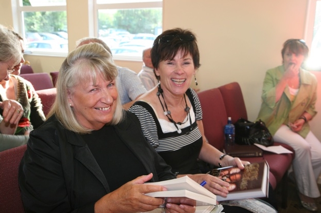 Pastor Cait Rice from God's House of Prayer for all Nations in Carlow with Eleanor Boyce at a meeting in Redcross addressed by Author and Evangelist Jackie Pullinger.