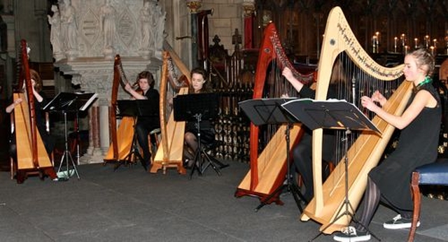 Claire O’Donnell and the Kylemore Harp Ensemble performed at Dublin Council of Churches’ ecumenical service in St Patrick’s Cathedral to mark St Patrick’s Day. 