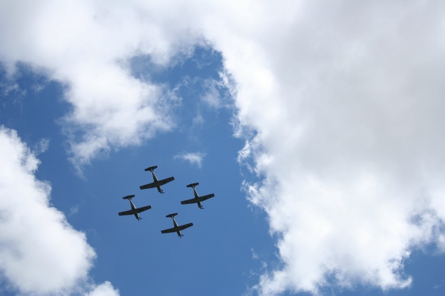 The Air Corps fly by at the National Day of Commemoration in the Royal Hospital Kilmainham.