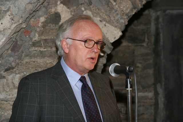 Dr John Bradshaw speaking at the launch of his exhibition entitled Impressions of Irish History: A Photographer's view in Christ Church Cathedral Crypt. The exhibition will continue until the end of April.