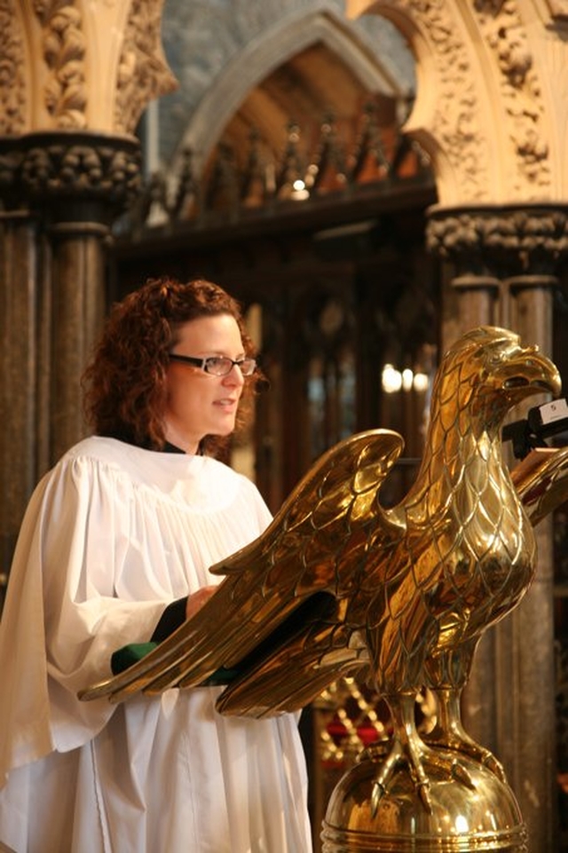 The Revd Sarah Marry, reading the lesson at her ordination to the Diaconate in Christ Church Cathedral, Dublin. 