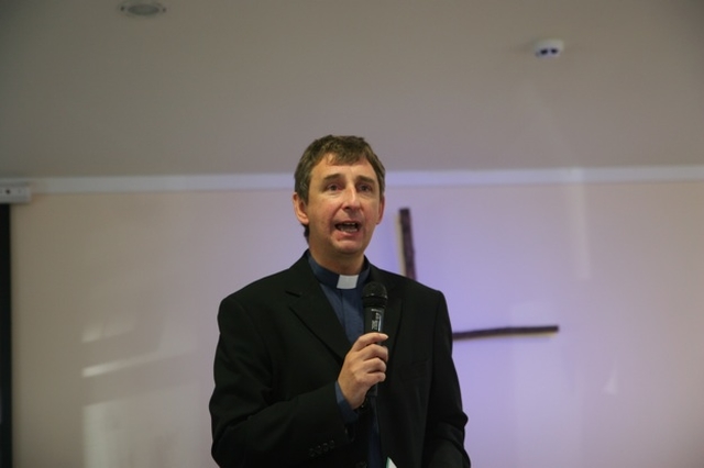 The Revd Canon Roland Heaney, Rector of Dunganstown, Redcross and Conory speaking in Redcross at the dedication of Trinity Hall Worship Centre and the commissioning of a new youth pastor.