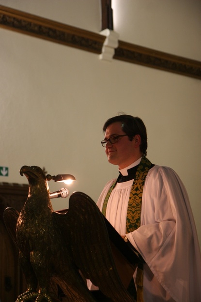 The Revd Stephen Farrell, Rector of Zion welcoming members of the Mothers’ Union to the Church for the Diocesan Service. 