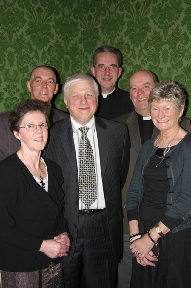 Pictured at a dinner hosted by the Board of Christ Church Cathedral to mark the retirement of the former Archdeacon of Glendalough, the Venerable Edgar Swann are (left to right) Gladys Swann, the Venerable David Pierpoint, Archdeacon of Dublin, the Venerable Edgar Swann, the Dean of Christ Church Cathedral, the Very Revd Dermot Dunne, the Venerable Ricky Rountree,  Archdeacon of Glendalough and Mrs Sue Harman, widow of the late Dean Desmond Harman.