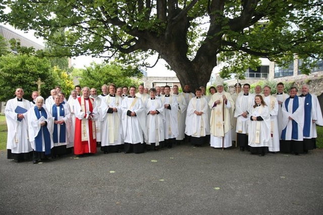 Clergy and lay readers present at the ordination of the Revd David MacDonnell to the priesthood in St Michan's Church, Dublin.