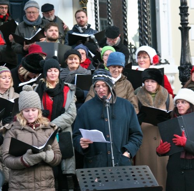 Reading a lesson at the community carol service is Rob Clarke, CEO Spirit Radio.