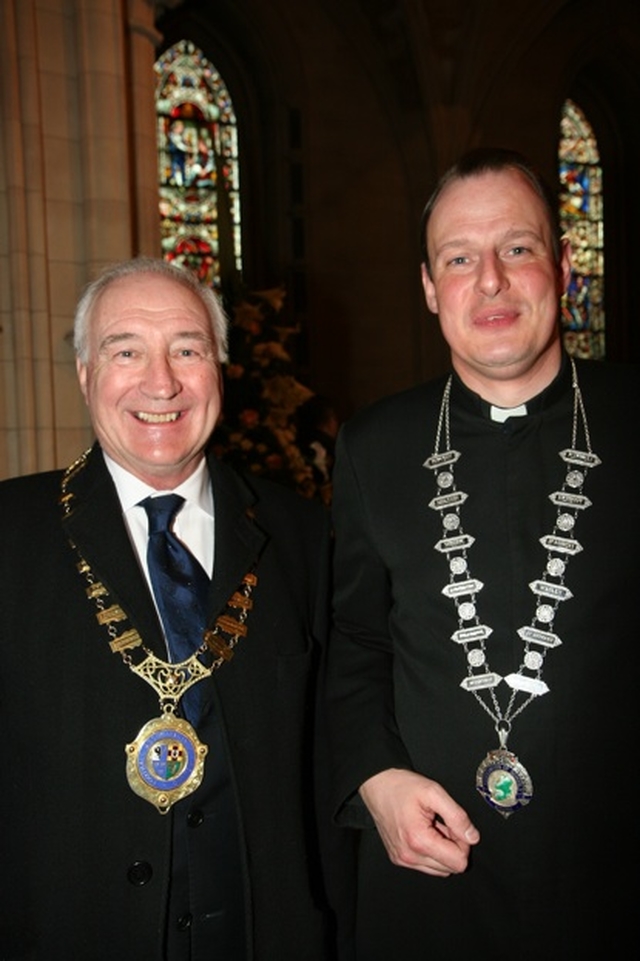 The Revd Roy Byrne, Rector of Drumcondra and North Strand (right) with David Blood, President of the Football Association of Ireland at the 60th Annual Ecumenical Thanksgiving Service for the Gift of Sport. 