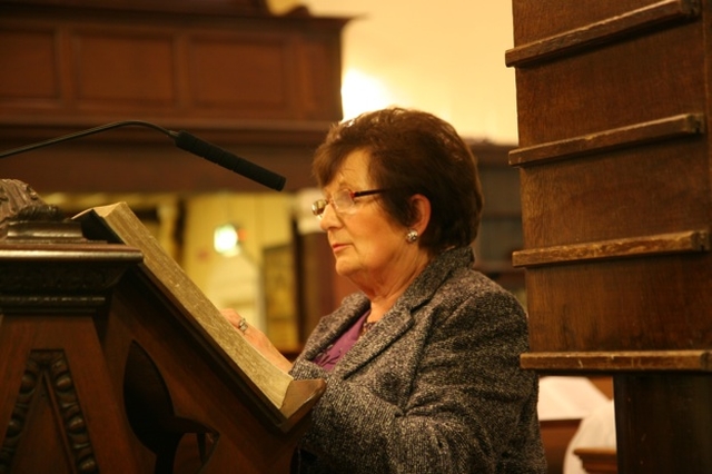 Avril Gilatt reading the prayers at the Ministry of Healing service of wholeness and healing in St Ann's Church, Dawson Street, Dublin.