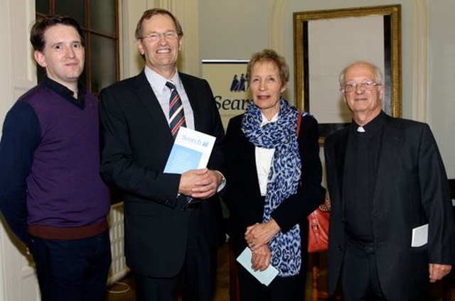 The Revd Darren McCallig, Dean of Residence TCD; Adrian Clements, RCB Secretary General; Canon Ginnie Kennerley, SEARCH editor; Canon John Bartlett, Chairman of SEARCH’s editorial committee at the redesigned SEARCH journal and website in the TCD Gallery Chapel.