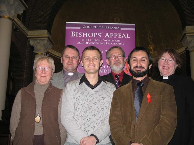 Pictured at the launch of the Body of Christ Has Aids are (left to right) Ruth Handy, the Revd Ian Poulton (both members of Bishops’ Appeal), Reuben Coulter of Tearfund, Martin O’Connor of Bishops’ Appeal, Victor Henriquez of Christian Aid and the Revd Olive Donohoe.