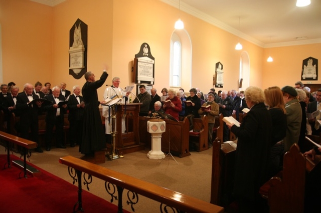 The Venerable David Pierpoint conducting the congregation in St John the Evangelist church, Coolock at a special Songs of Praise service which marks the start of a year long celebration of the 250th Anniversary of the construction of the present Church.