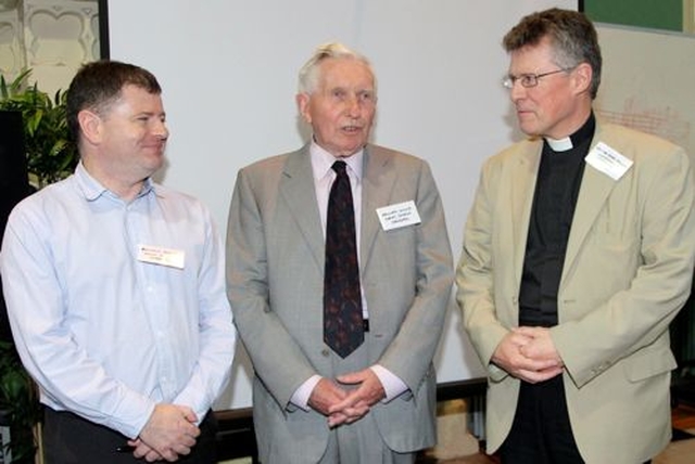 The conference of the Cathedral Library and Archives Association got underway in Christ Church Cathedral today, June 19. Pictured in the Music Room of Christ Church are conference coordinator Aongus Dwane of the cathedral’s culture committee, Dr Kenneth Milne who is chairperson of the culture committee and the Dean of Worcester, the Very Revd Peter Atkinson, who is chairman of the association.