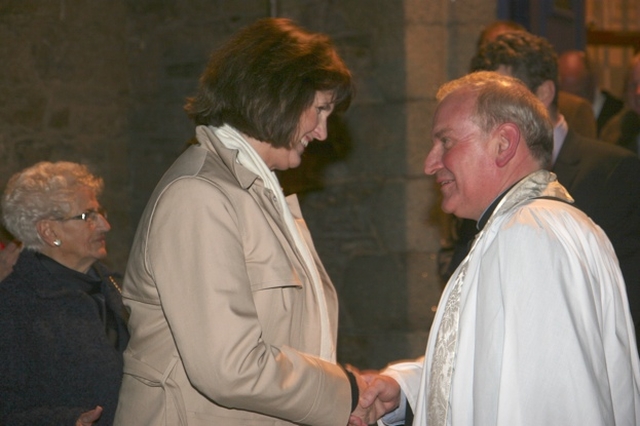 Local Labour Party Dáil Deputy, Joan Burton TD congratulates the Revd Paul Houston on his institution as Rector of Castleknock and Mulhuddart with Clonsilla. 