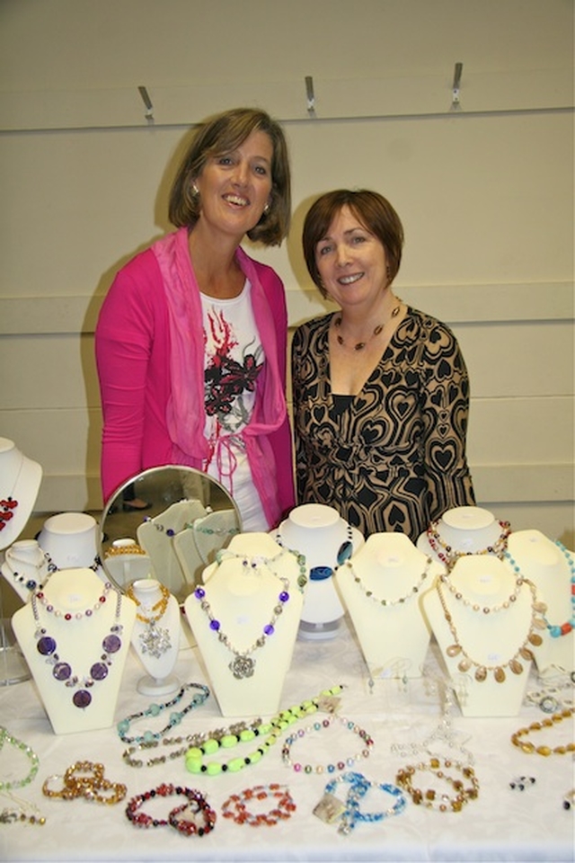 Jenny O'Regan and Carol Shaw, both from Zion Mothers’ Union branch, at Carol’s jewellery stand at the MU Young Members evening of ‘Beauty, Banter and Bliss’ in Taney Parish Centre, Dundrum.