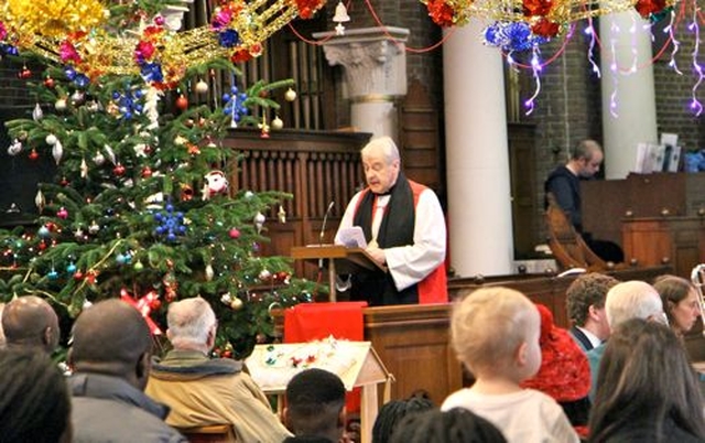 Archbishop Michael Jackson preaches at the Discovery International Carol Service in St George and St Thomas’s, Cathal Brugha Street, on Sunday December 8. 