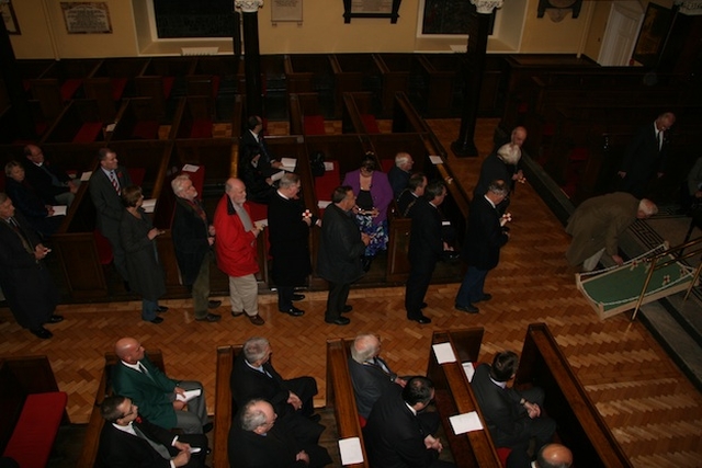 The congregation pay their respects to the fallen at the Armistice Day Service, St Ann's Church, Dawson St.