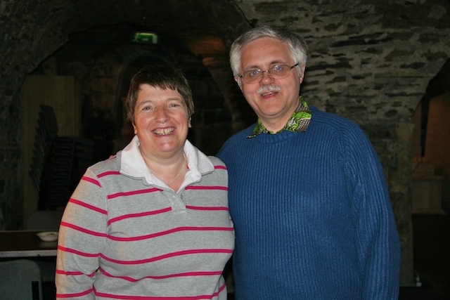 Lesley Rue and the Revd Ken Rue pictured at the table quiz in the crypt of Christ Church Cathedral to raise funds for an ambulance for the Diocese of Shyogwe in Rwanda. The Rues are due to visit Shyogwe at the end of May.