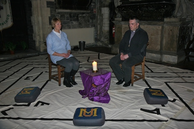 Celia Dunne and the Revd Garth Bunting, co-ordinators, pictured at the Advent Prayer Labyrinth in Christ Church Cathedral. Further information on the labyrinth is available here: https://dublin.anglican.org/news/events/2010/10/advent_preparation_quiet_day_christ_church_cathedral.php