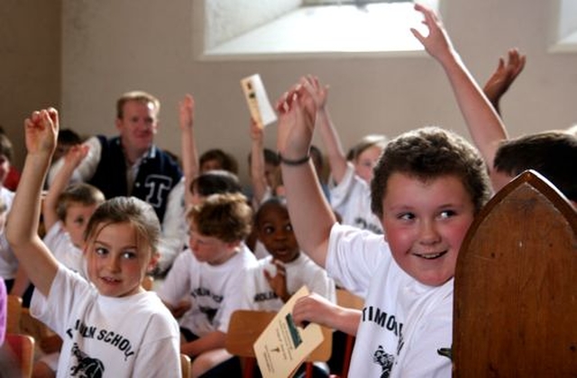 Pupils from Timolin National School make their presence known at the West Glendalough Children’s Choral Festival which took place this year in St Mary’s Church in Blessington. 