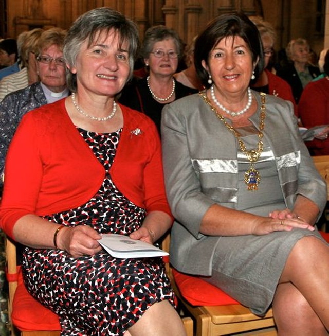 All Ireland President of Mothers’ Union, Ruth Mercer, with the Lord Mayor of Dublin’s representative, Cllr Edie Wynne at Mother’s Union 125th anniversary service in Christ Church Cathedral.
