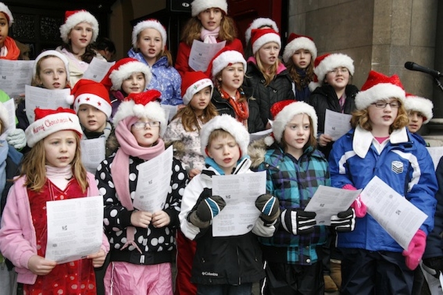 The Taney Youth Choir singing at the launch of the ‘Black Santa’ Christmas Appeal at St Ann’s Church on Dawson Street. 