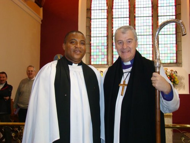 The Archbishop, the Most Revd Dr Jackson with the Revd Obinna Ulogwara, Honorary Diocesan Chaplain for the International Community at the Diocesan Discovery Thanksgiving Service.