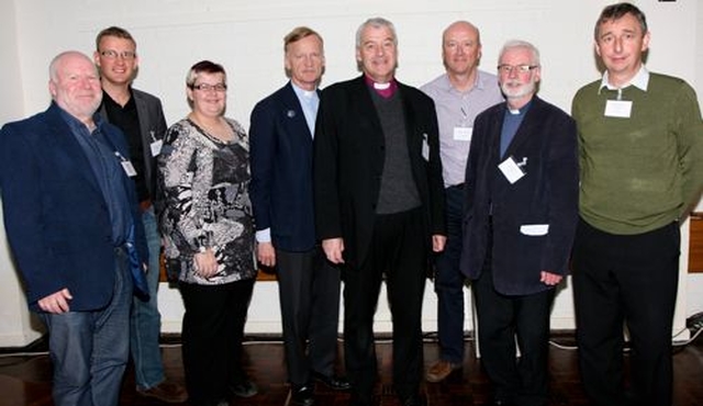 The speakers at the Dublin and Glendalough Diocesan Growth Forum which took place on Saturday October 6 in The High School. L–R: Revd Adrian McCartney of Boring Wells in Belfast, Revd Rob Jones of Holy Trinity in Rathmines, Revd Jackie Bellfield from Warrington, Revd George Lings of the Church Army Centre, Archbishop Michael Jackson, Andrew McNeile, Canon Neil McEndoo of Holy Trinity in Rathmines and Canon Roly Heaney from Redcross, Glendalough. 
