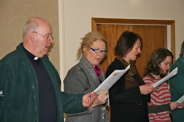 Attendees pictured singing at the first session of the Living Worship Course in Mageough House, Rathmines.