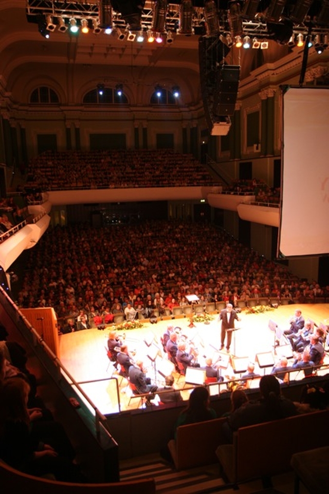 The Stedfast Brass Band, conducted by Brian Daly performing before a packed National Concert Hall at the Mothers' Union Award and Variety Show.