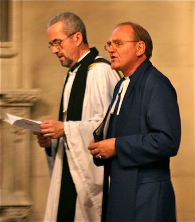 The Dean of Christ Church Cathedral, the Very Revd Dermot Dunne and the Revd Donald Ker, secretary of the Methodist Church in Ireland process into the Songs of Praise Service in celebration of the 10th anniversary of the signing of the Covenant between the Church of Ireland and the Methodist Church in Ireland. 