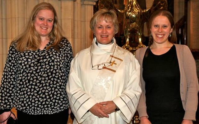 Newly ordained deacon, Revd Edna Wakely, with her daughters Joanna and Jenny and son–in–law Darren. 