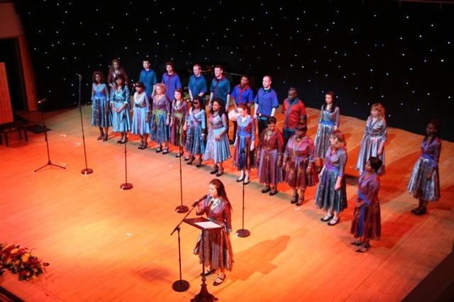 Roisín Dexter introduces members of the Discovery Gospel Choir at their performance at the Mothers' Union Award and Variety Show.