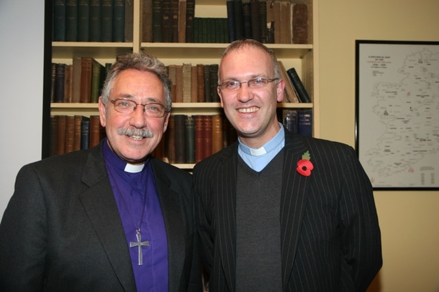 Pictured following his lecture in the Church of Ireland Theological Institute is the Bishop of Limerick and Killaloe, the Rt Revd Trevor Williams (left) with the Director of the Institute, the Revd Dr Maurice Elliott. Bishop Williams spoke on reconciliation and the Hard Gospel programme in the Church of Ireland.