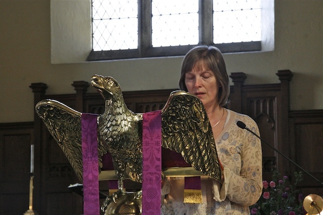 Carol Newburn, Taney Parish, reading at the 3Rock Churches Environmental Group ‘Water Awareness Sunday' Ecumenical Service in Whitechurch Parish Church.