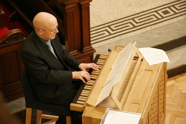 Charles Marshall pictured performing as part of 'The Three Graces' recital at St Ann's, Dawson St.