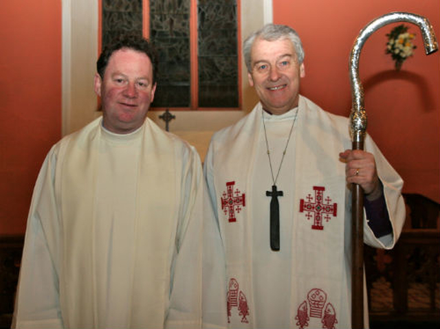 Revd Anthony Kelly and the Archbishop of Dublin, the Most Revd Dr Michael Jackson following Revd Kelly’s introduction as Bishop’s Curate of the parishes of Holmpatrick and Kenure with Balbriggan and Balrothery.
