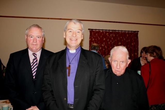 Alan Nairn, Manager, Archbishop Michael Jackson, Revd Bill Heney, Chaplain following the rededication of the Mageough Home Chapel.