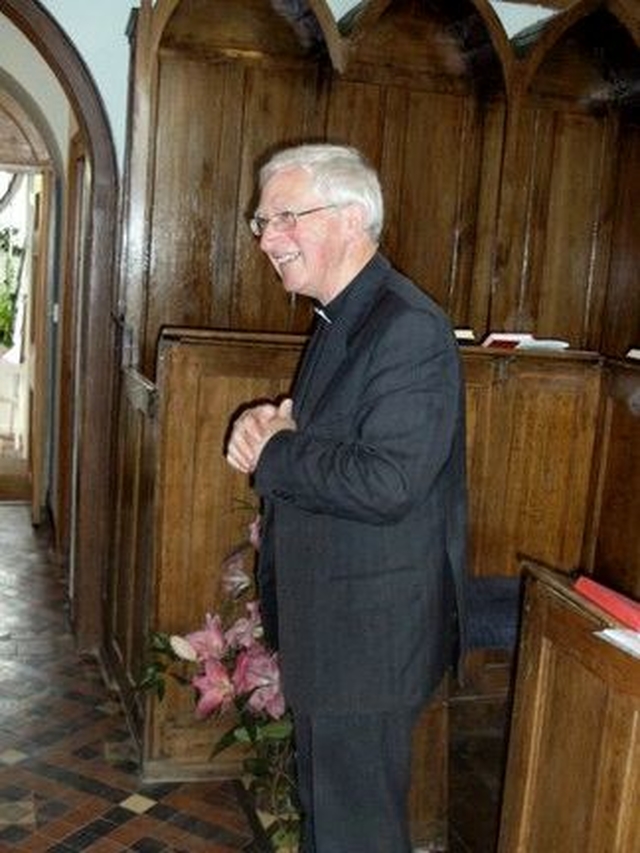 Rector, Canon John McCullagh, in Glenealy Church for the Service of Thanksgiving for the restoration work which has been completed. 