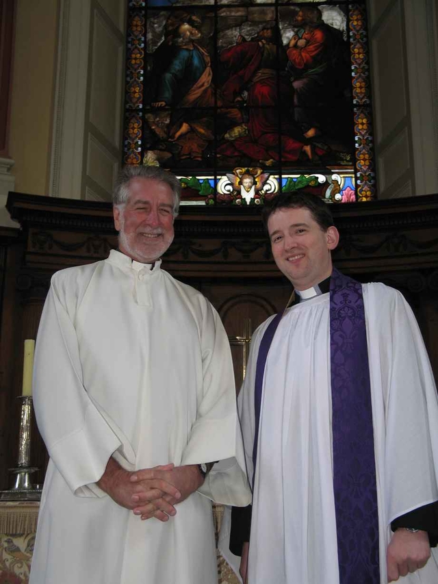 The Revd Colin Coward of Changing Attitude pictured with the Revd Darren McCallig Chaplain of Trinity College Dublin