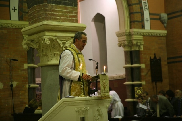 The Very Revd Dermot Dunne, Dean of Christ Church Cathedral delivering the address at the Solemn Sung Eucharist in All Saints, Grangegorman Patronal Festival.