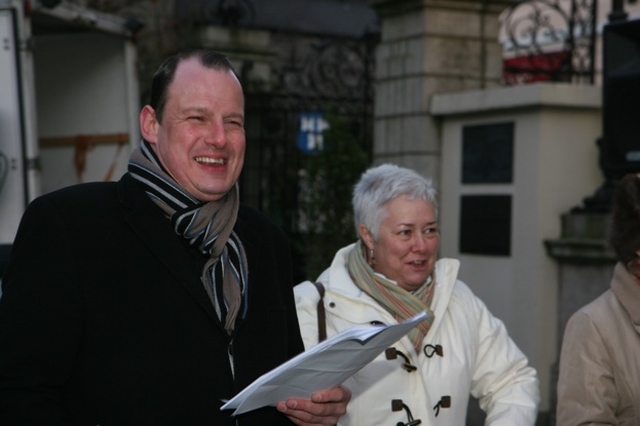 The Revd Roy Byrne, Rector of Drumcondra and North Strand and the Revd Canon Katharine Poulton at Community Carols at the Mansion House organised by the Diocesan Council for Mission and the RC Archdiocese of Dublin Year of Evangelization.