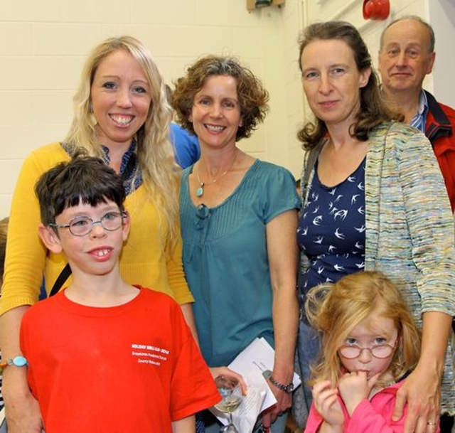 Claire McAndrew and Wendy Lundy with Viggo, Mary and Siobhan at the official opening of the Newcastle and Newtownmountkennedy Parish Centre. 